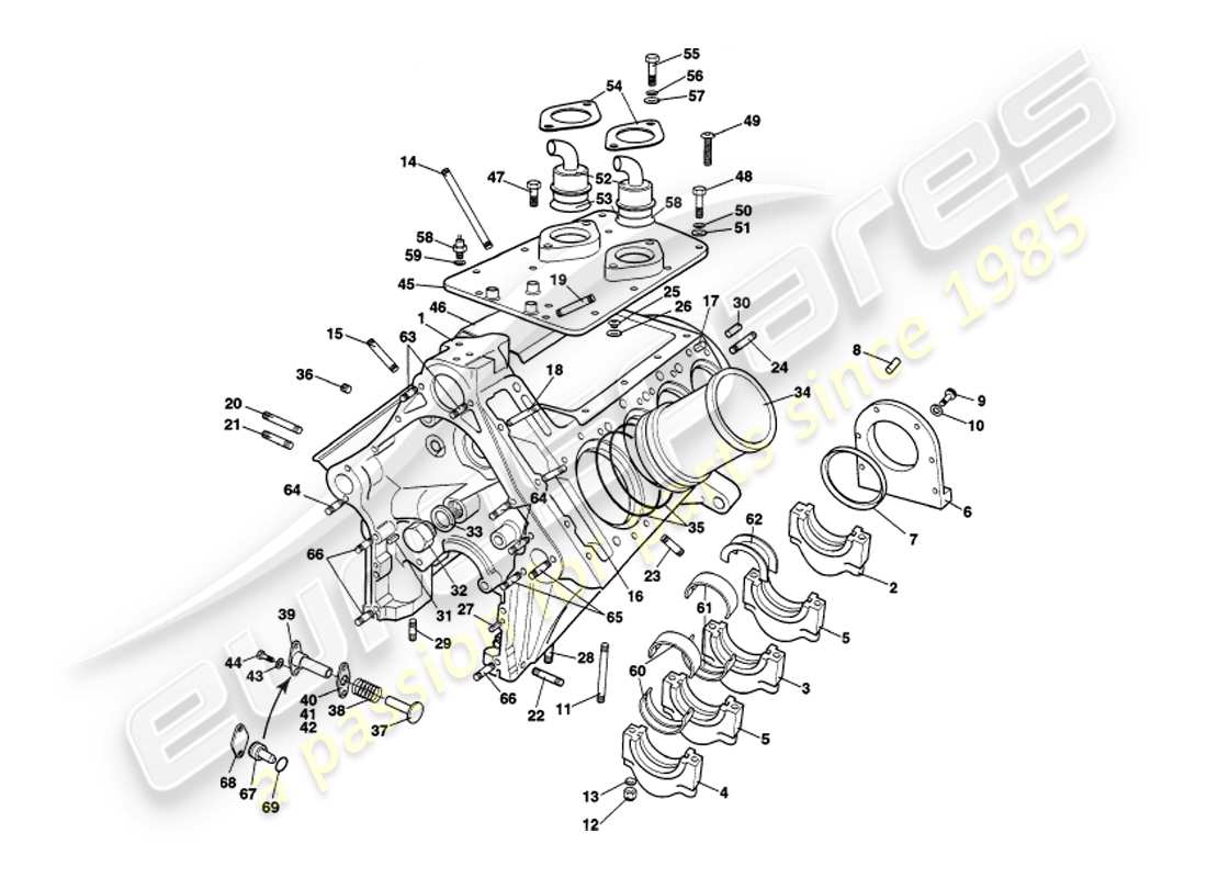 aston martin v8 volante (1999) bloc-cylindres schéma des pièces