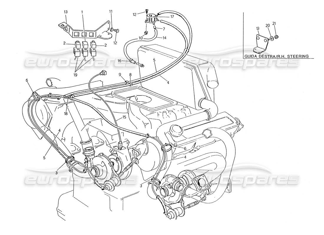 maserati karif 2.8 schéma des pièces du système de contrôle de suralimentation