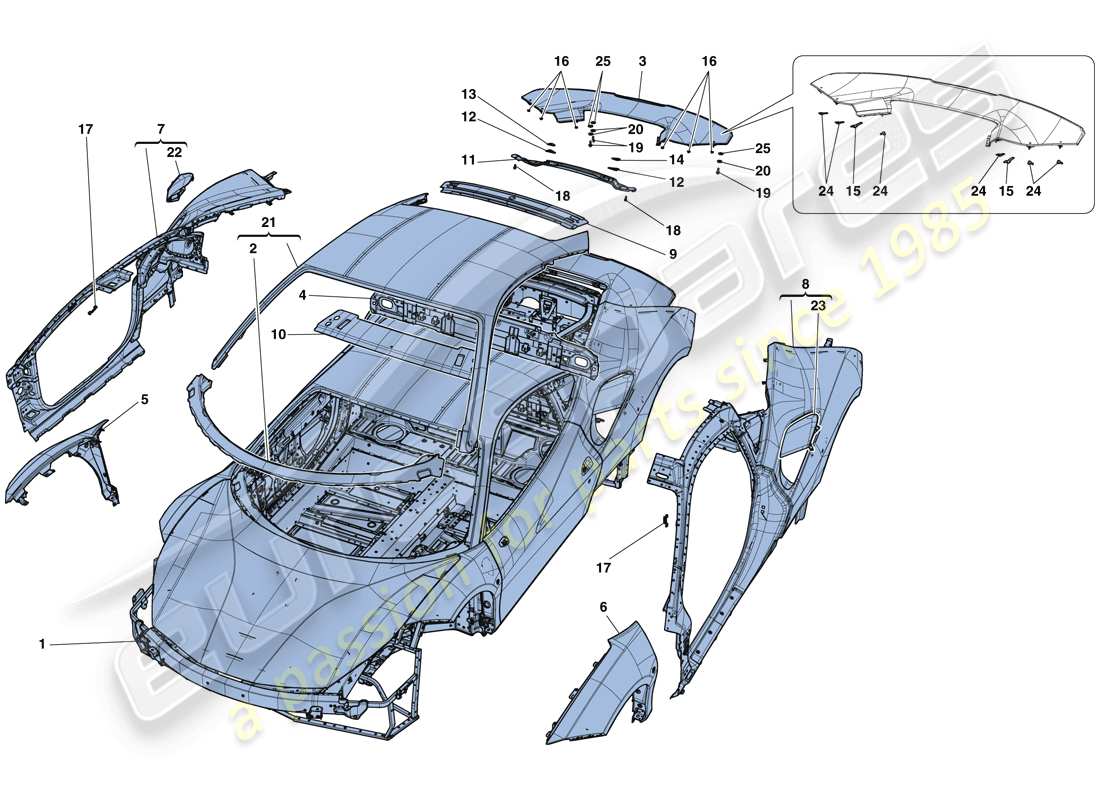 ferrari 488 gtb (europe) carrosserie - garniture extérieure schéma des pièces