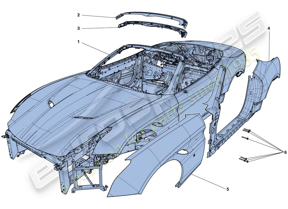 ferrari california t (rhd) carrosserie - garniture extérieure schéma des pièces