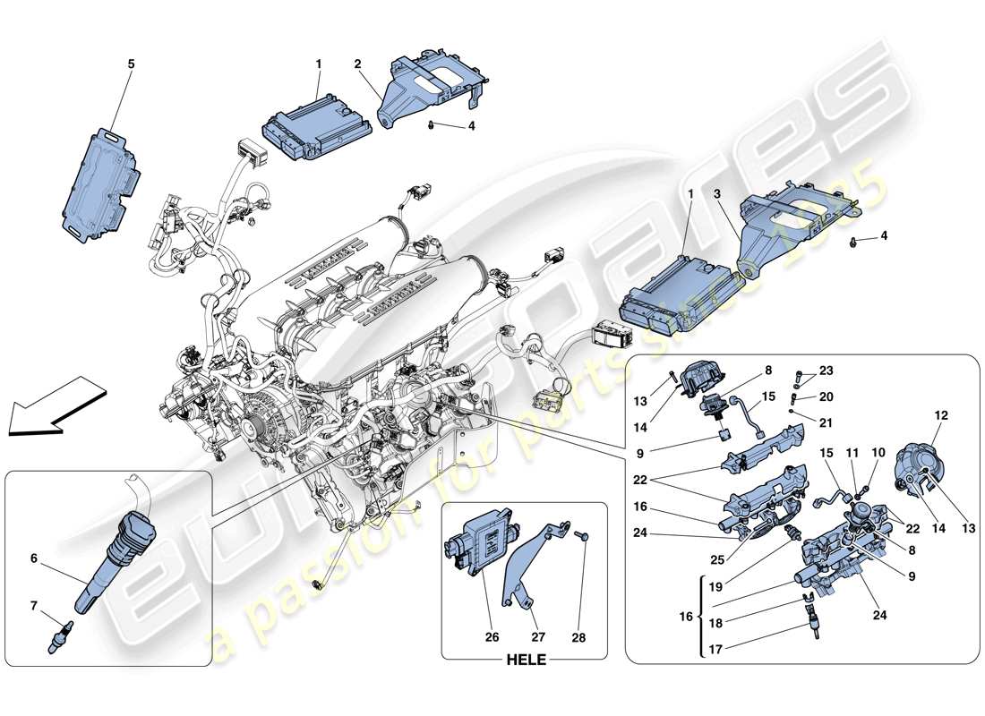 ferrari 458 italia (usa) injection - système d'allumage schéma des pièces