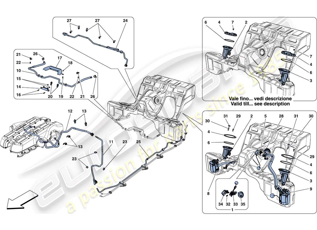 ferrari ff (europe) pompes et tuyaux du système de carburant schéma des pièces