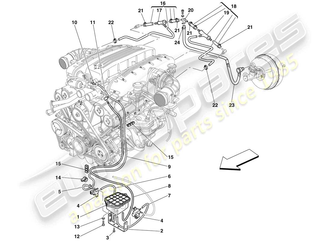 ferrari 612 sessanta (europe) système d'actionneur pneumatique schéma des pièces