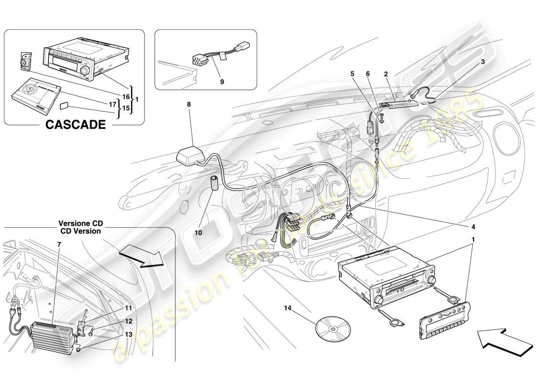 ferrari f430 spider (usa) schéma des pièces du système hi-fi