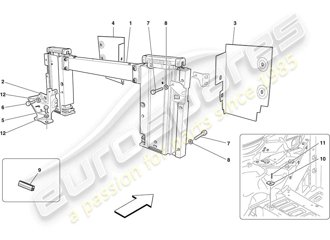 ferrari california (usa) toit électrique : rollbar et accessoires schéma des pièces