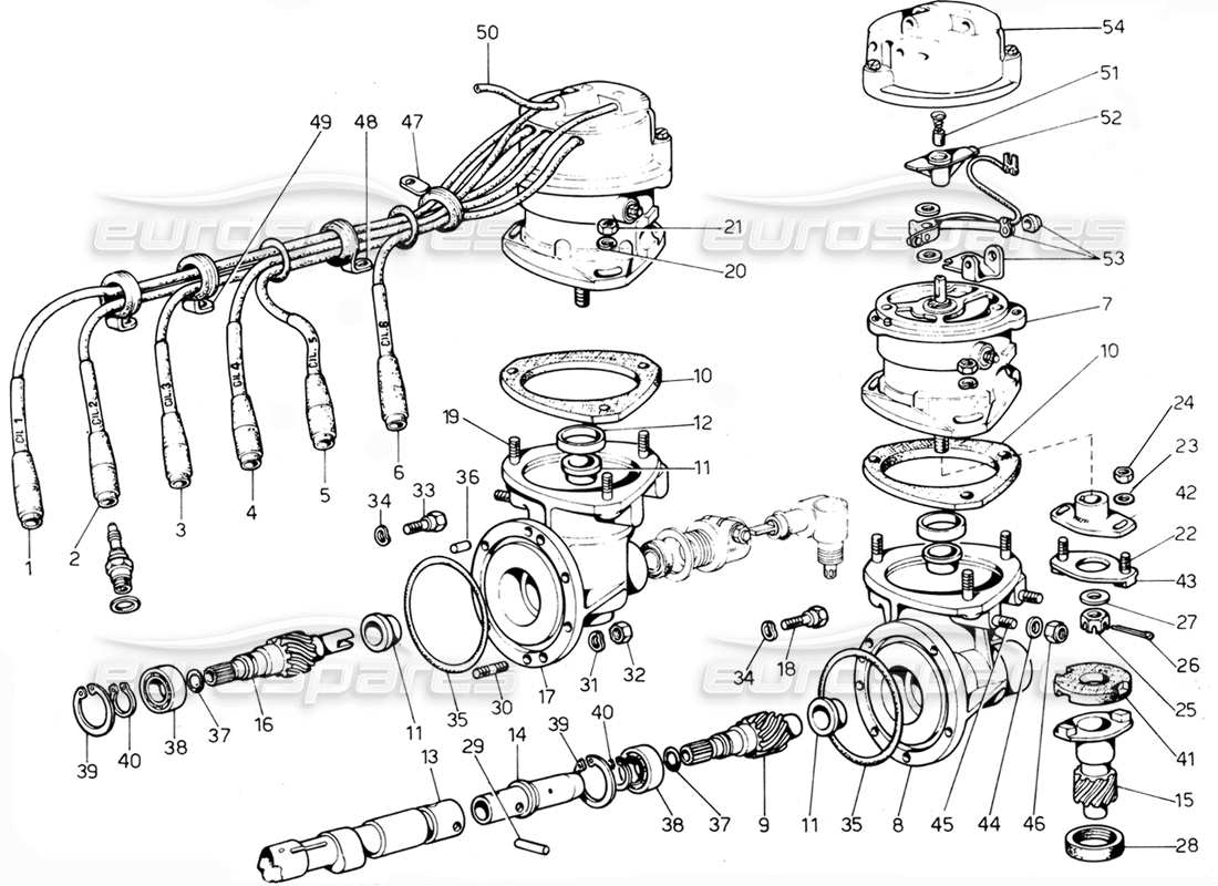 ferrari 365 gtc4 (mechanical) distribution à double distributeur - schéma des pièces de révision