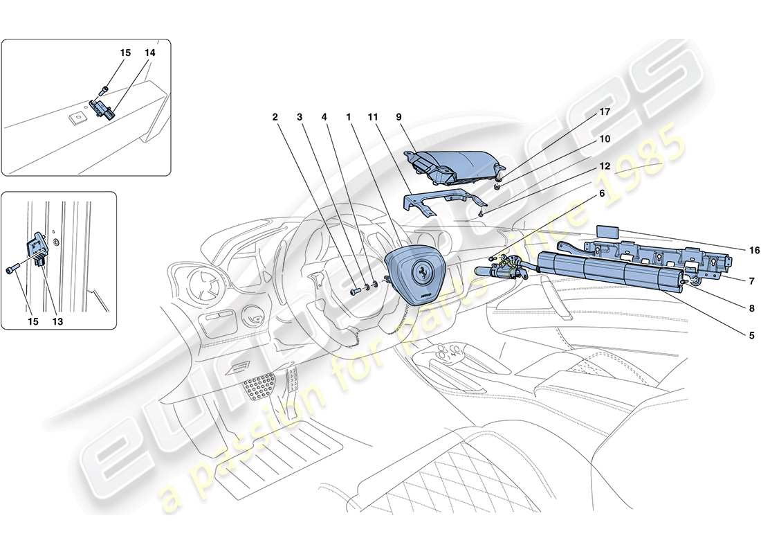 ferrari ff (rhd) diagramme des pièces des airbags