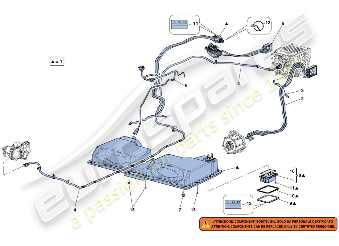 ferrari laferrari aperta (europe) batterie ht et faisceau de câblage schéma des pièces