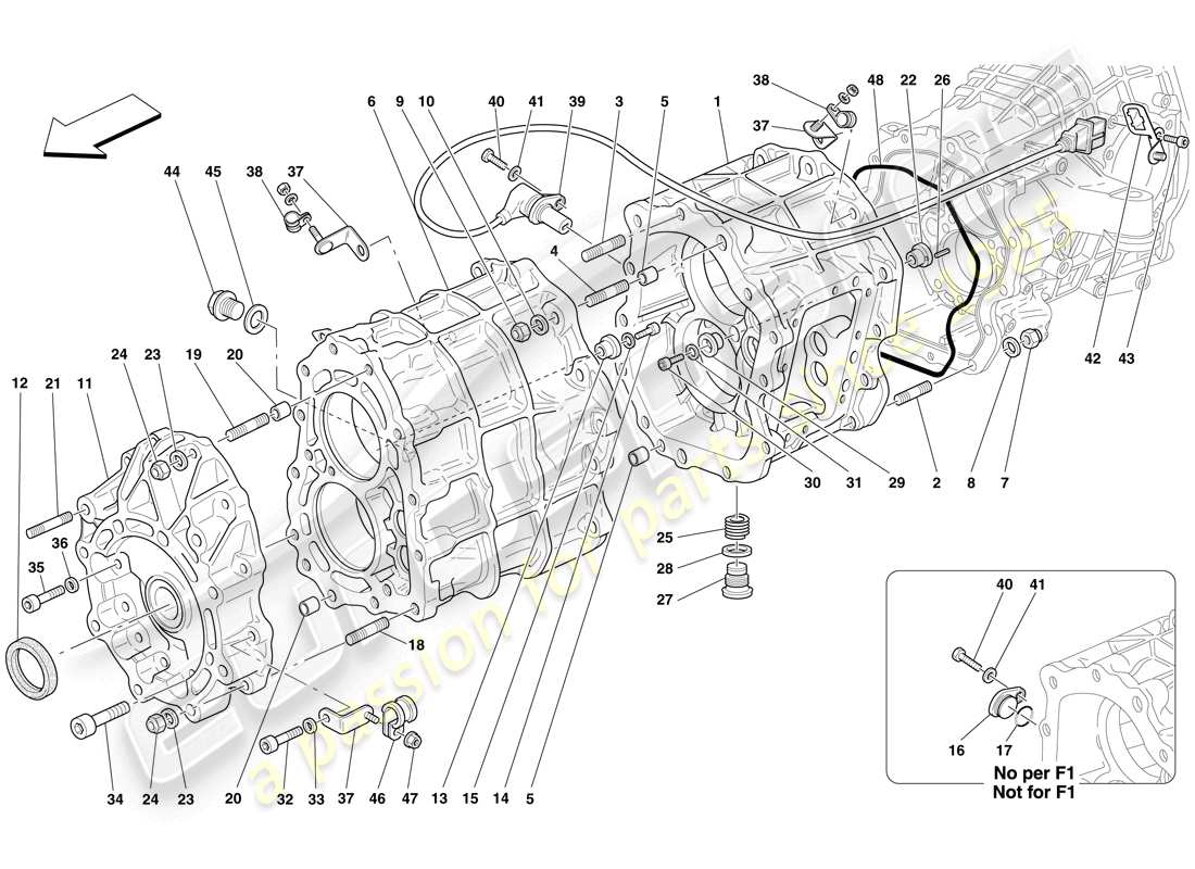 ferrari 612 sessanta (europe) carter de boite de vitesses schéma des pièces