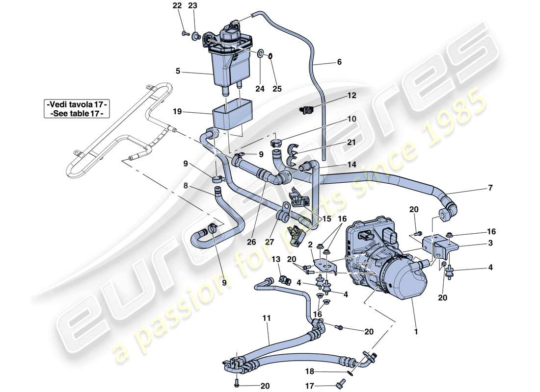 ferrari laferrari aperta (usa) pompe et réservoir de direction assistée schéma des pièces