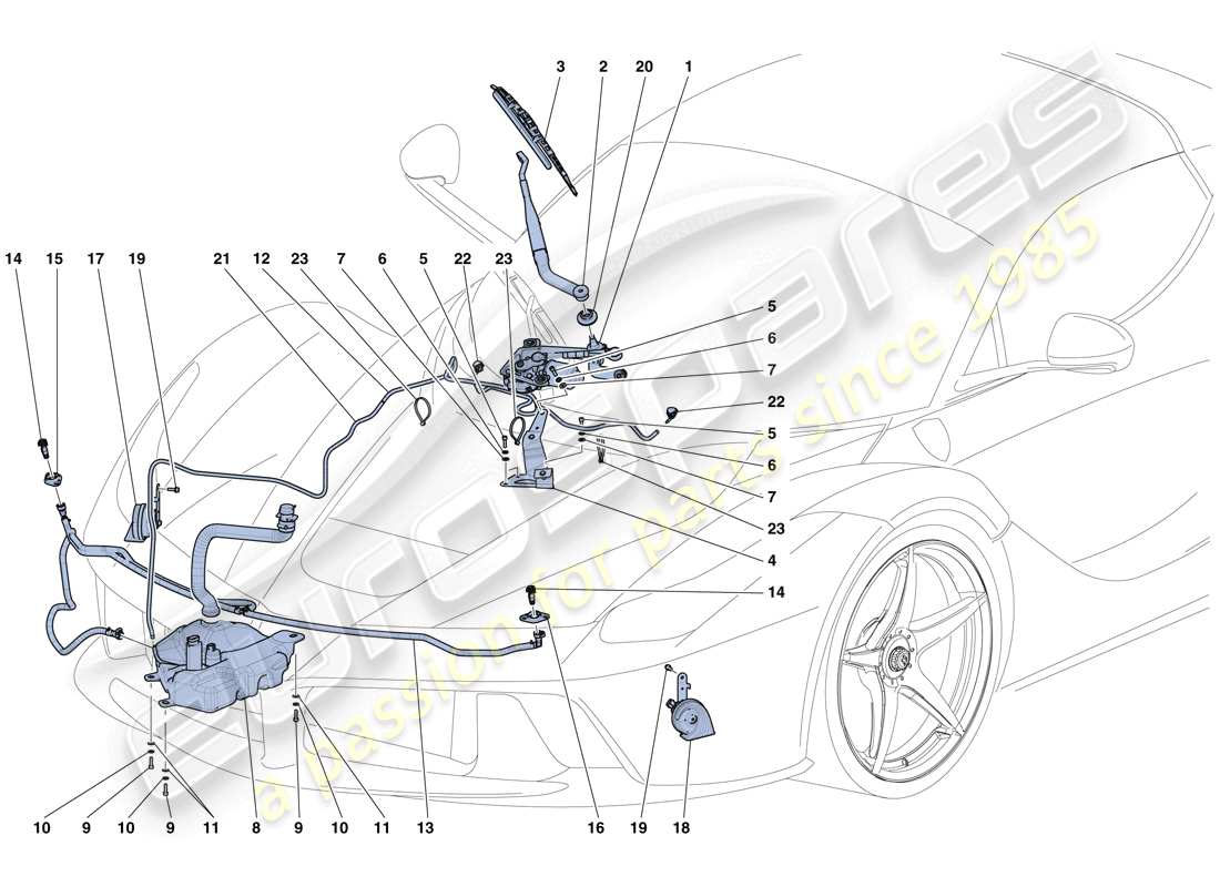 ferrari laferrari aperta (europe) essuie-glace, rondelle glace et klaxons schéma des pièces