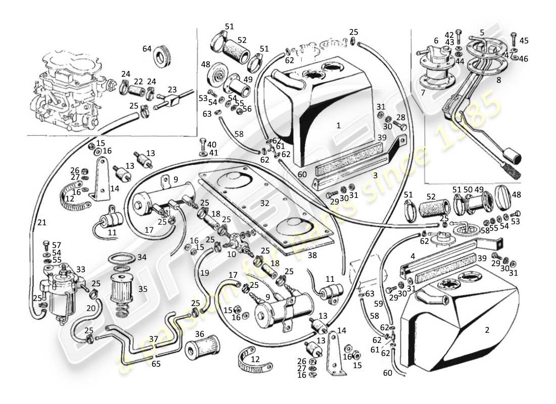 maserati kyalami réservoir de carburant et pompe schéma des pièces