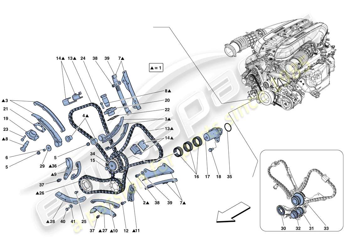 ferrari 812 superfast (rhd) système de distribution - entraînement schéma des pièces