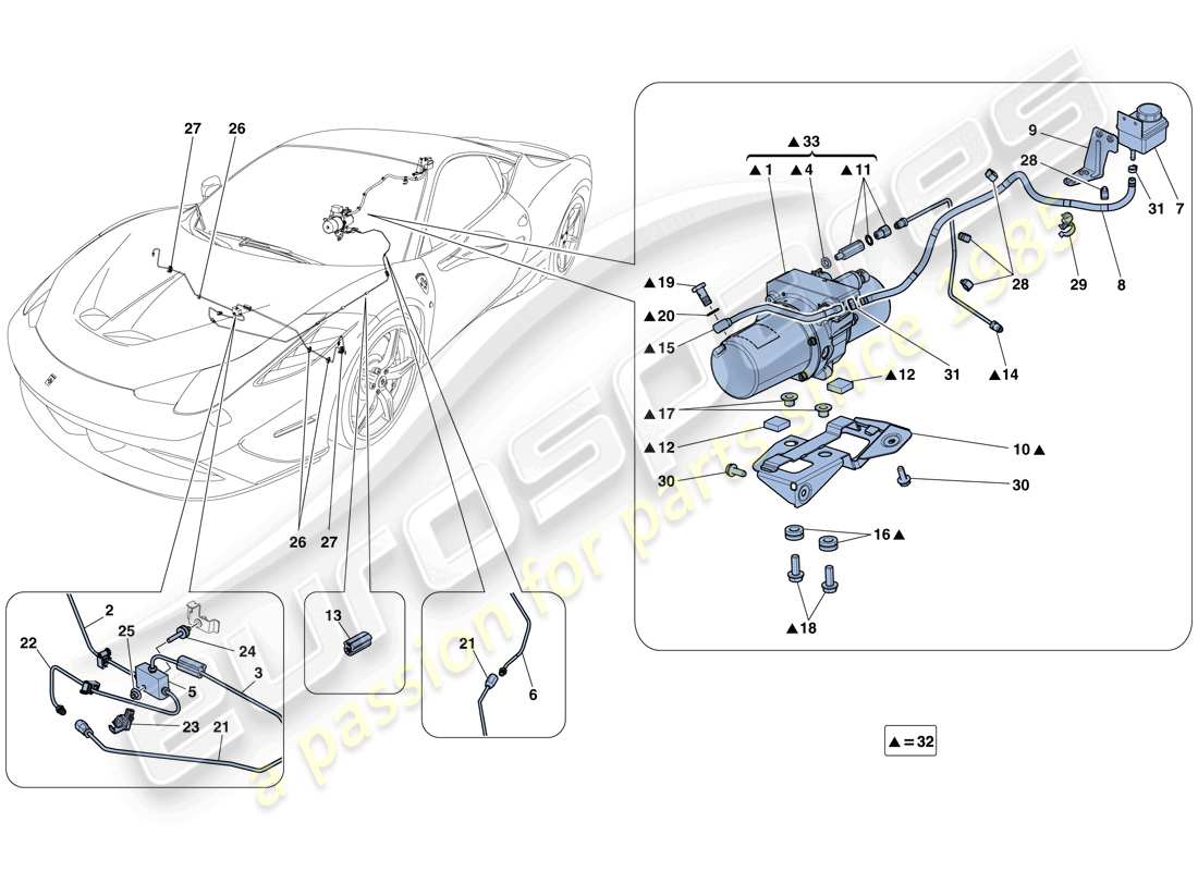 ferrari 458 speciale (europe) système de levage de véhicule schéma des pièces
