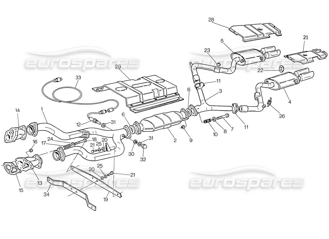 maserati biturbo spider système d'échappement avec diagramme de pièces catalys