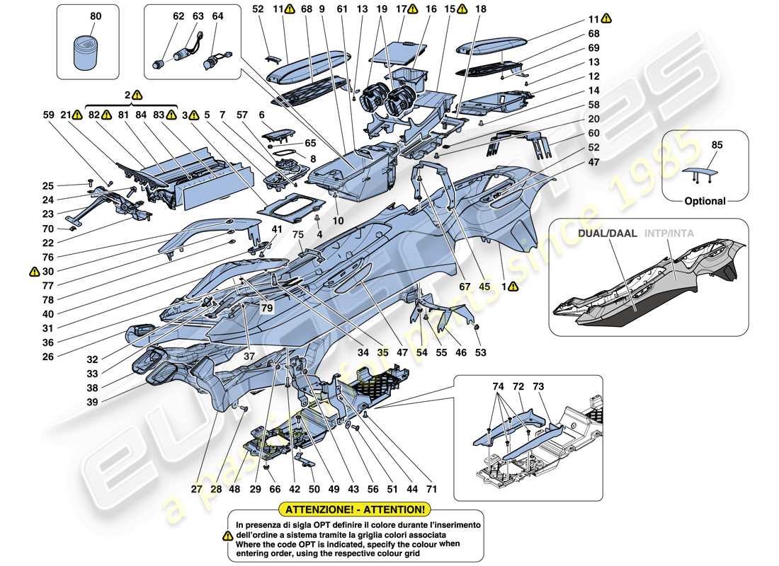 ferrari gtc4 lusso t (rhd) tunnel - sous-structure et accessoires schéma des pièces