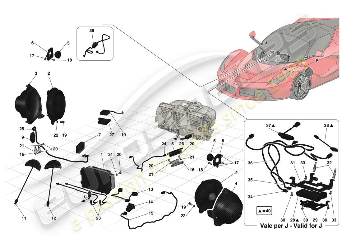 ferrari laferrari (europe) audio - système d'infodivertissement schéma des pièces