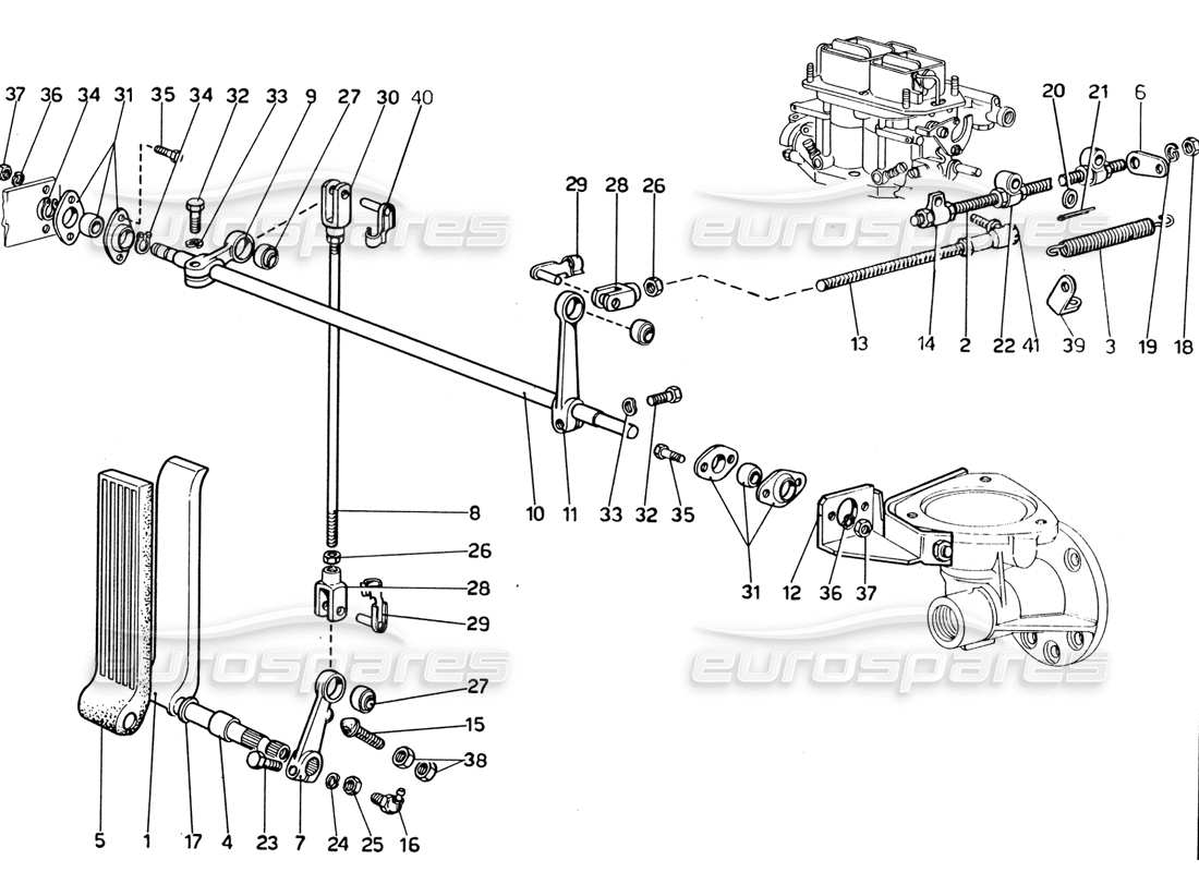 ferrari 365 gtb4 daytona (1969) diagramme de pièce du contrôle de l'accélérateur (1974 révision)