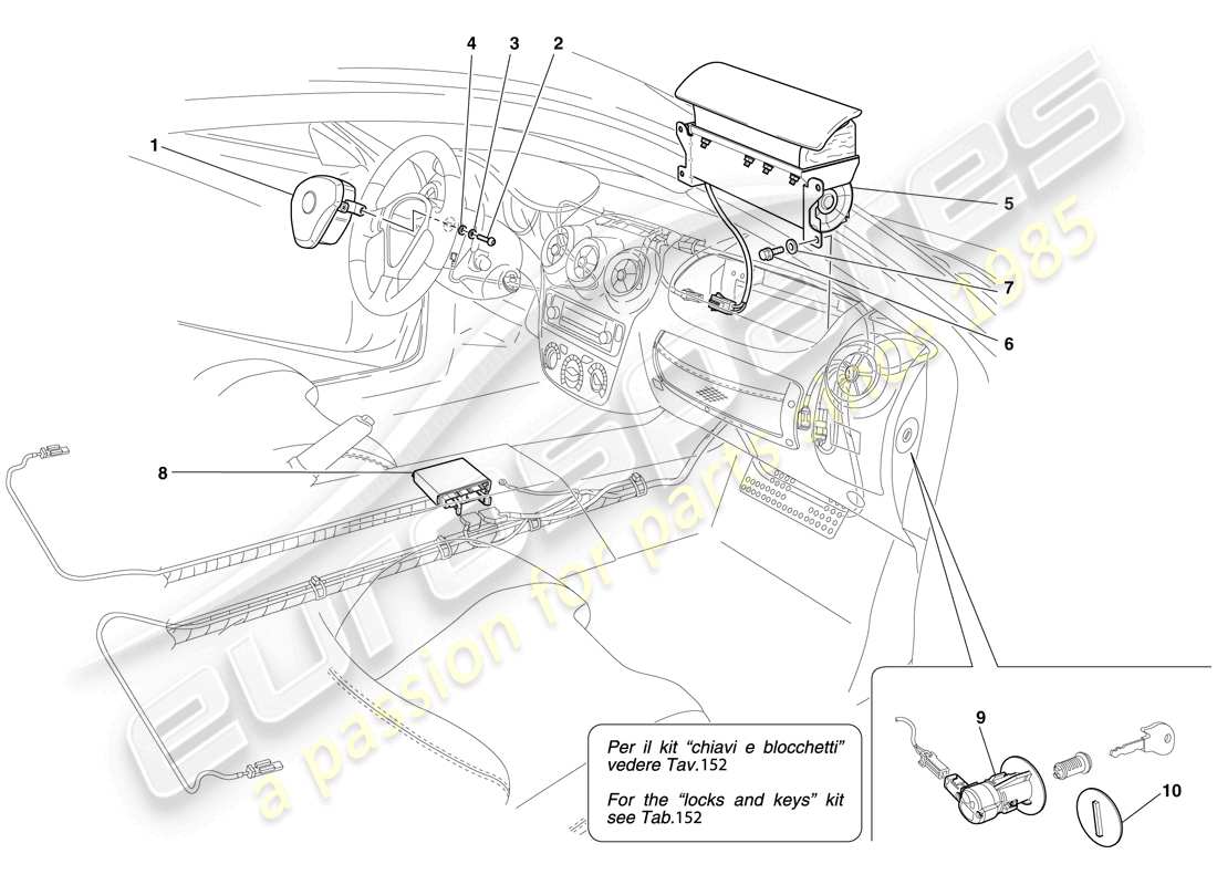 ferrari f430 scuderia (rhd) diagramme des pièces des airbags