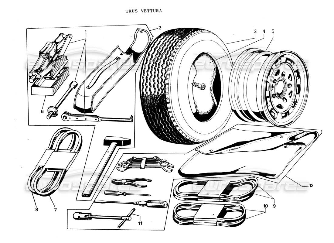 lamborghini espada tool kit (pirelli) part diagram