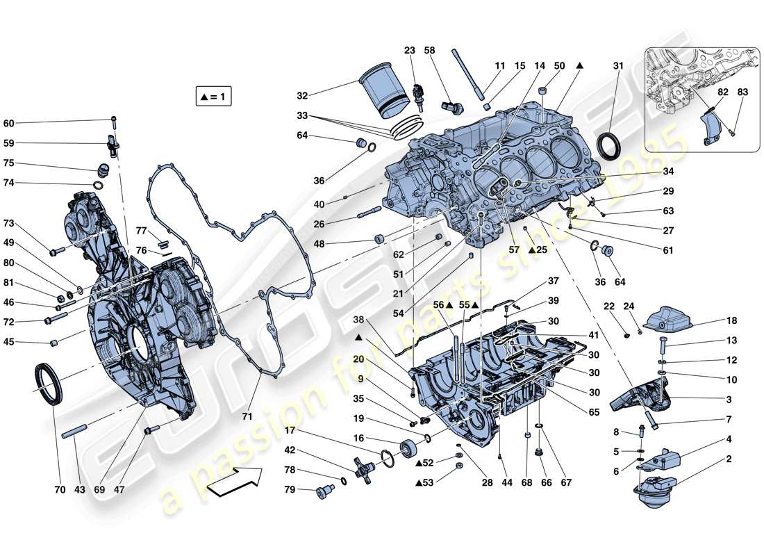 ferrari 488 spider (rhd) carter moteur schéma des pièces