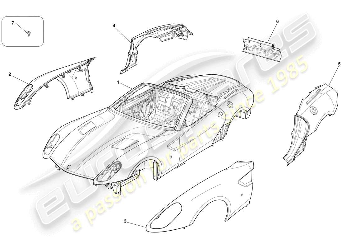 ferrari 599 sa aperta (rhd) carrosserie - garniture extérieure schéma des pièces