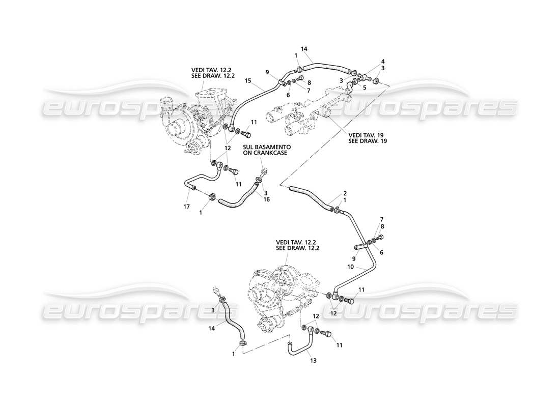 maserati qtp v8 evoluzione schéma des pièces des tuyaux de refroidissement turbo