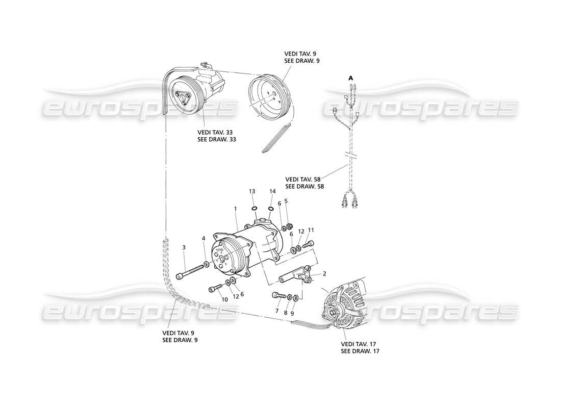 maserati qtp v6 evoluzione diagramme des pièces du compresseur d'air et du support