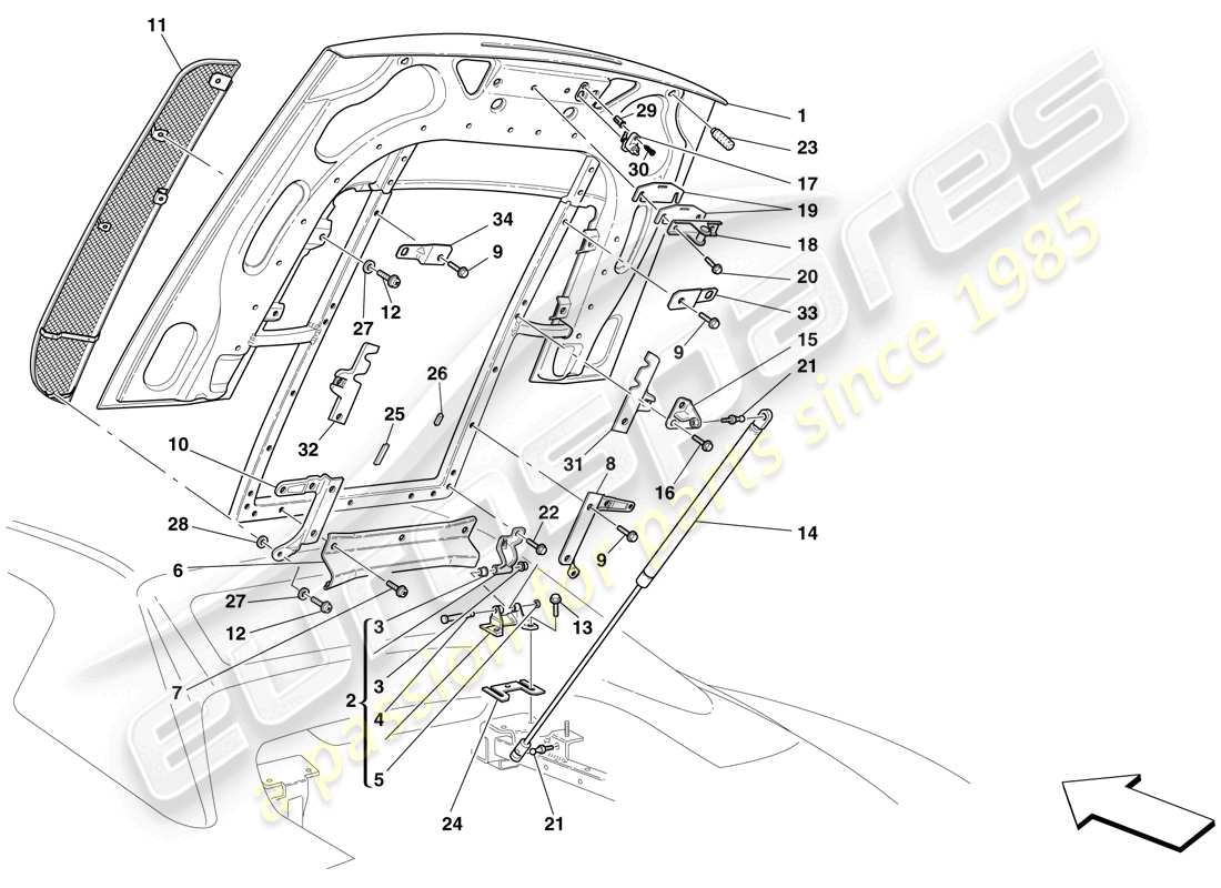 ferrari f430 scuderia spider 16m (europe) couvercle du compartiment moteur schéma des pièces