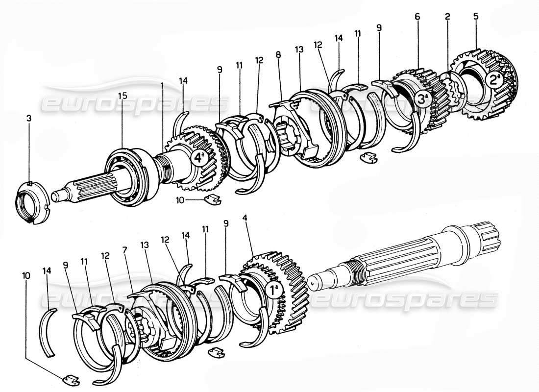 ferrari 365 gtc4 (mechanical) engrenages - schéma des pièces de révision