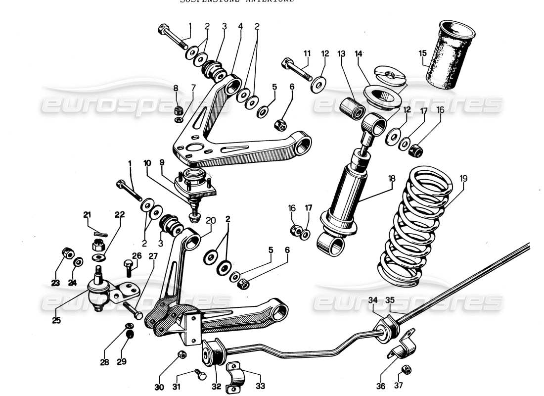 lamborghini espada schéma des pièces de la suspension avant