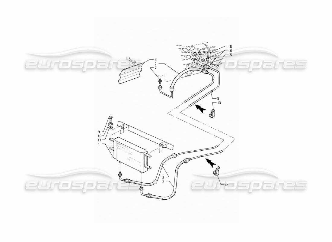 maserati qtp v6 (1996) transmission automatique (4hp) radiateur d'huile schéma des pièces