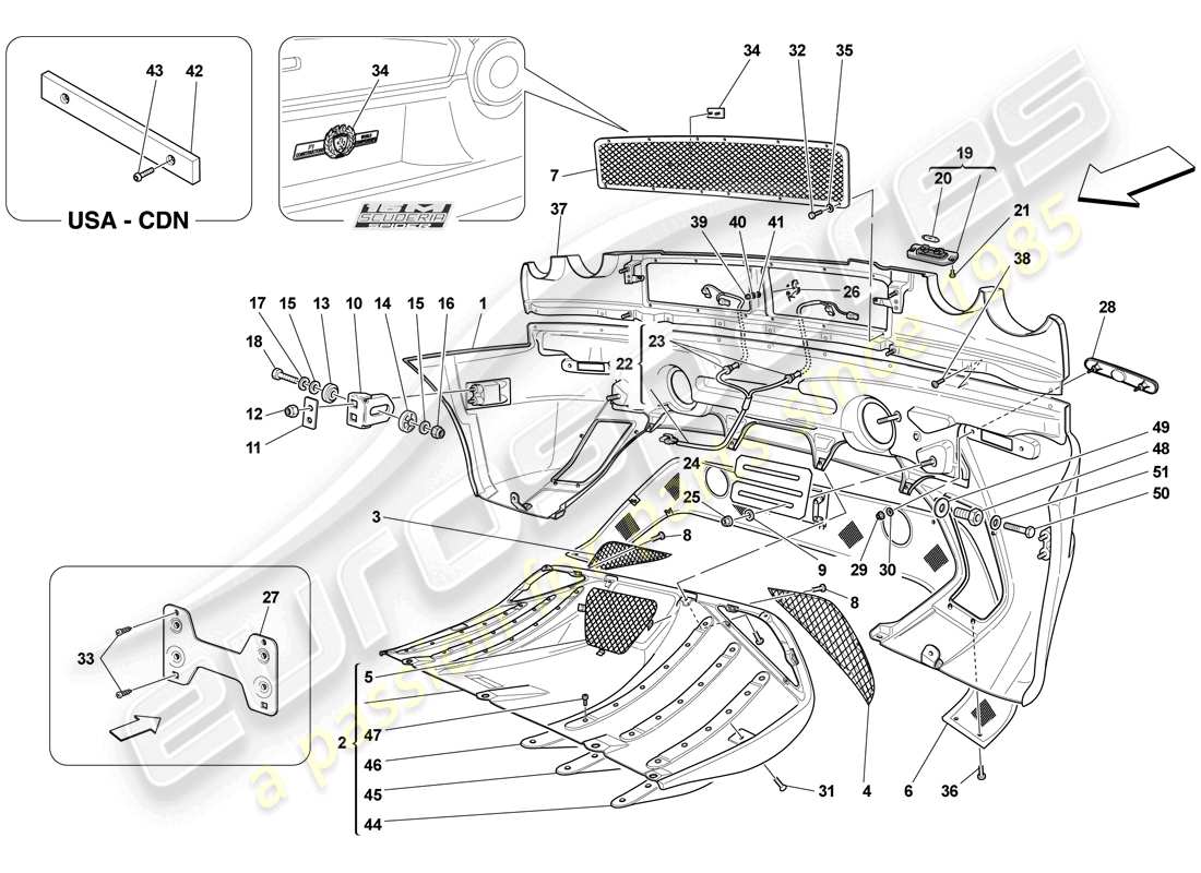 ferrari f430 scuderia spider 16m (europe) pare-chocs arrière schéma des pièces