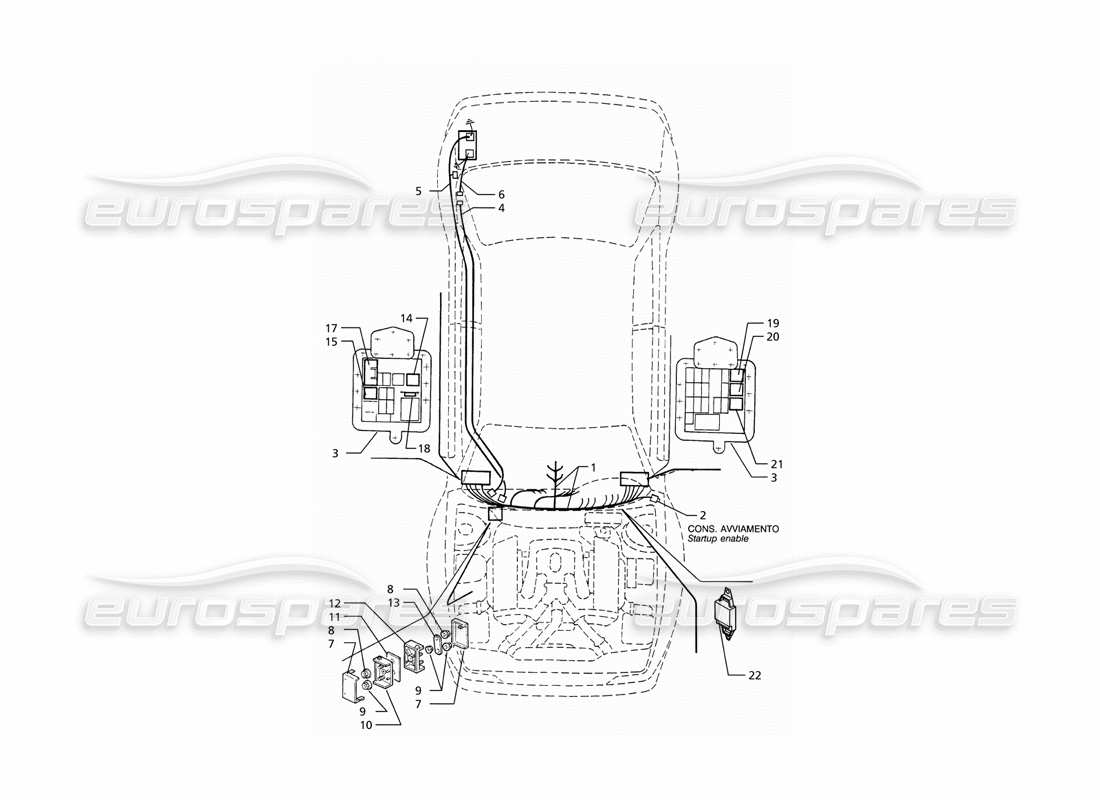 maserati ghibli 2.8 (abs) système électrique : diagramme de pièces du tableau de bord et de la batterie (entraînement lh)