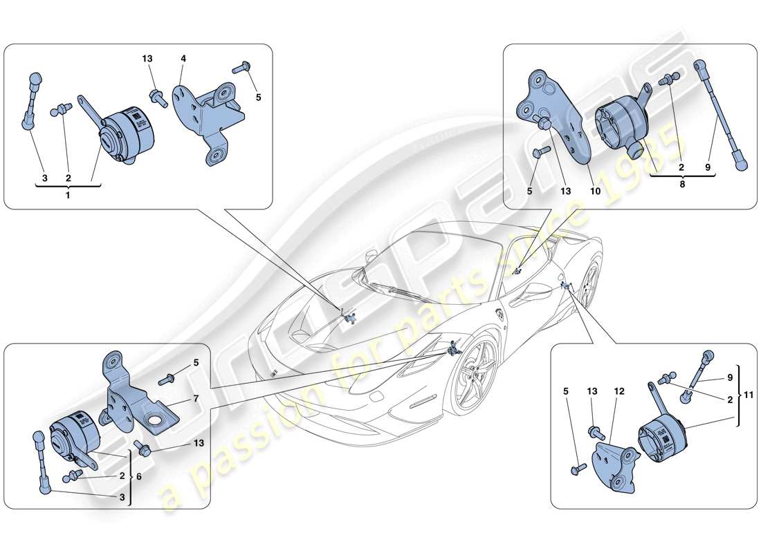 ferrari 458 speciale (europe) gestion électronique (suspension) schéma des pièces