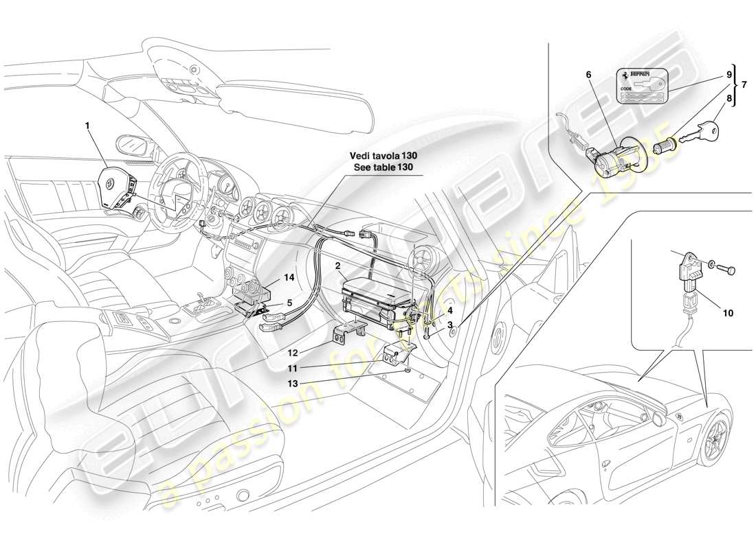 ferrari 612 scaglietti (rhd) schéma des pièces de l'airbag