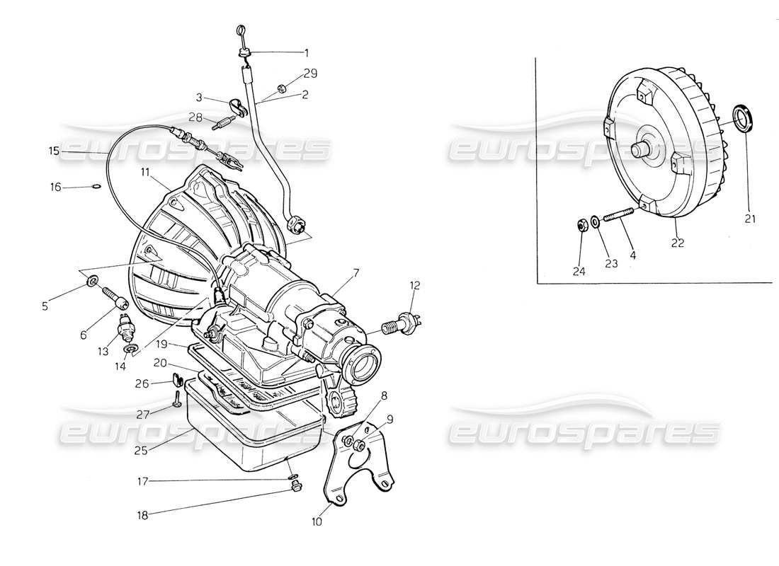 maserati biturbo spider transmission automatique - convertisseur (3 hp) schéma des pièces