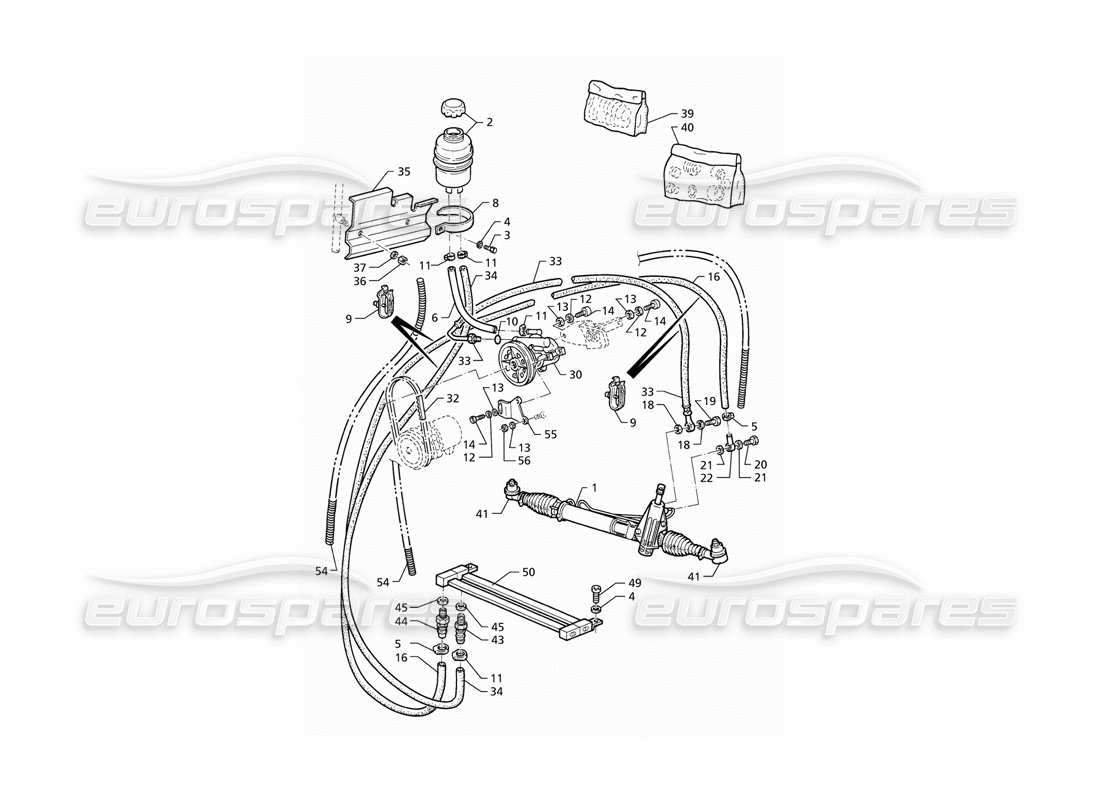 maserati qtp v8 (1998) système de direction assistée (lhd) schéma des pièces