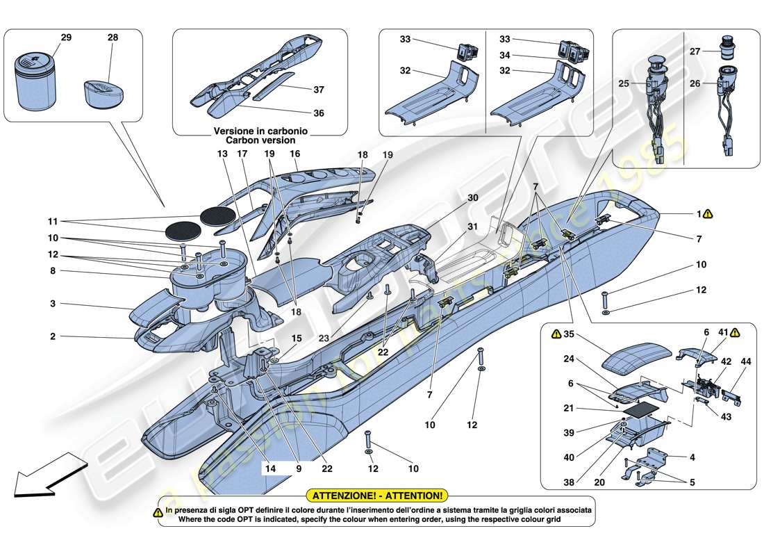 ferrari 488 spider (europe) tunnel - sous-structure et accessoires schéma des pièces