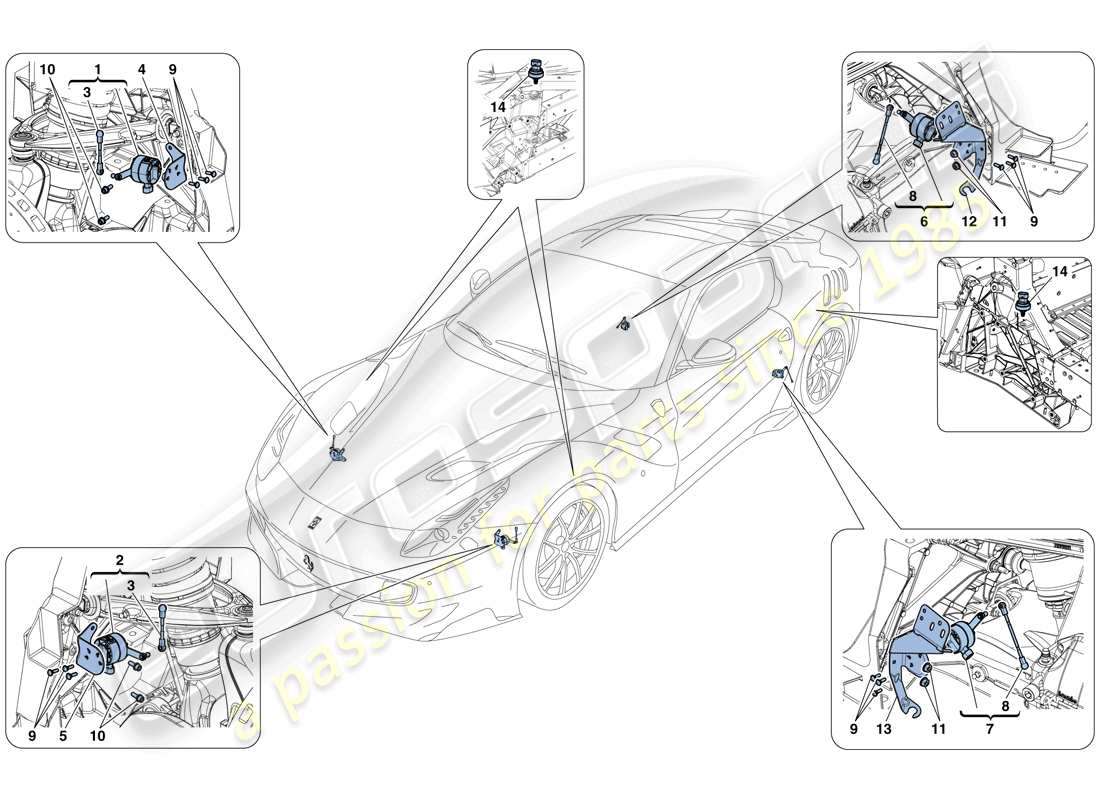 ferrari f12 tdf (usa) gestion électronique (suspension) schéma des pièces