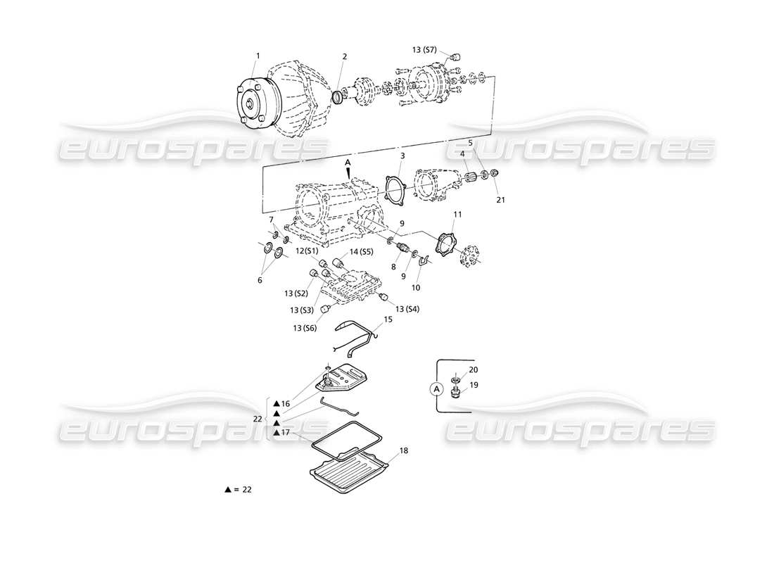 maserati qtp v8 evoluzione pièces internes de transmission automatique schéma des pièces