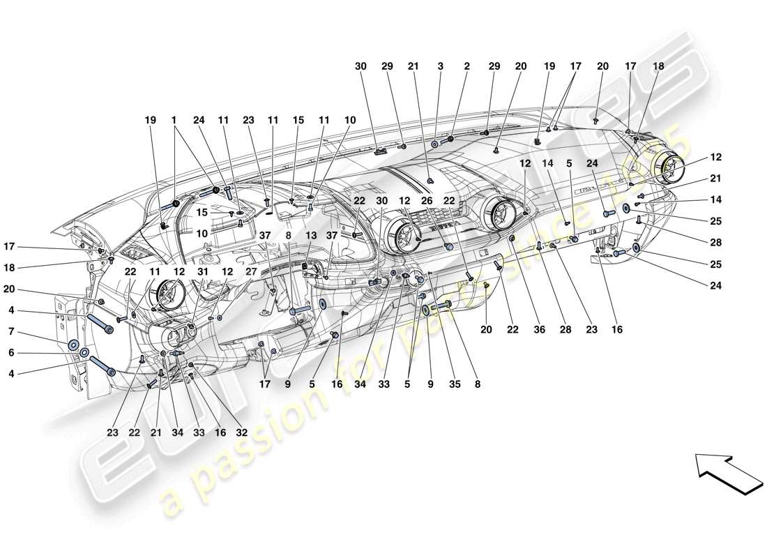 ferrari 812 superfast (usa) fixations du tableau de bord schéma des pièces
