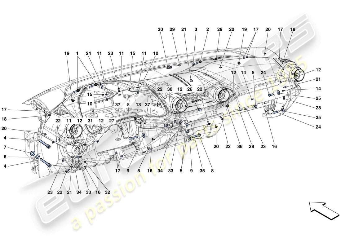 ferrari 812 superfast (usa) fixations pour tableau de bord schéma des pièces