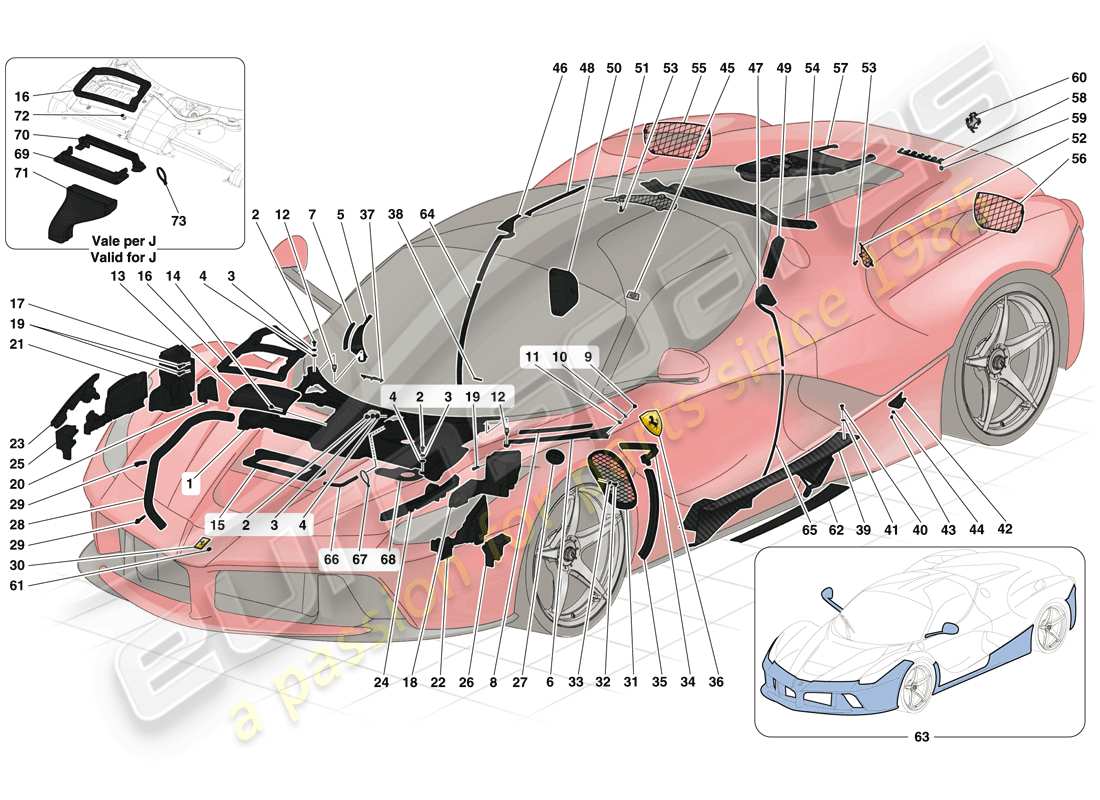 ferrari laferrari (usa) boucliers et garniture schéma des pièces