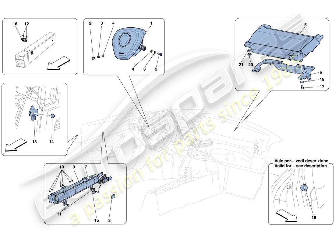 ferrari 458 speciale aperta (usa) diagramme des pièces des airbags