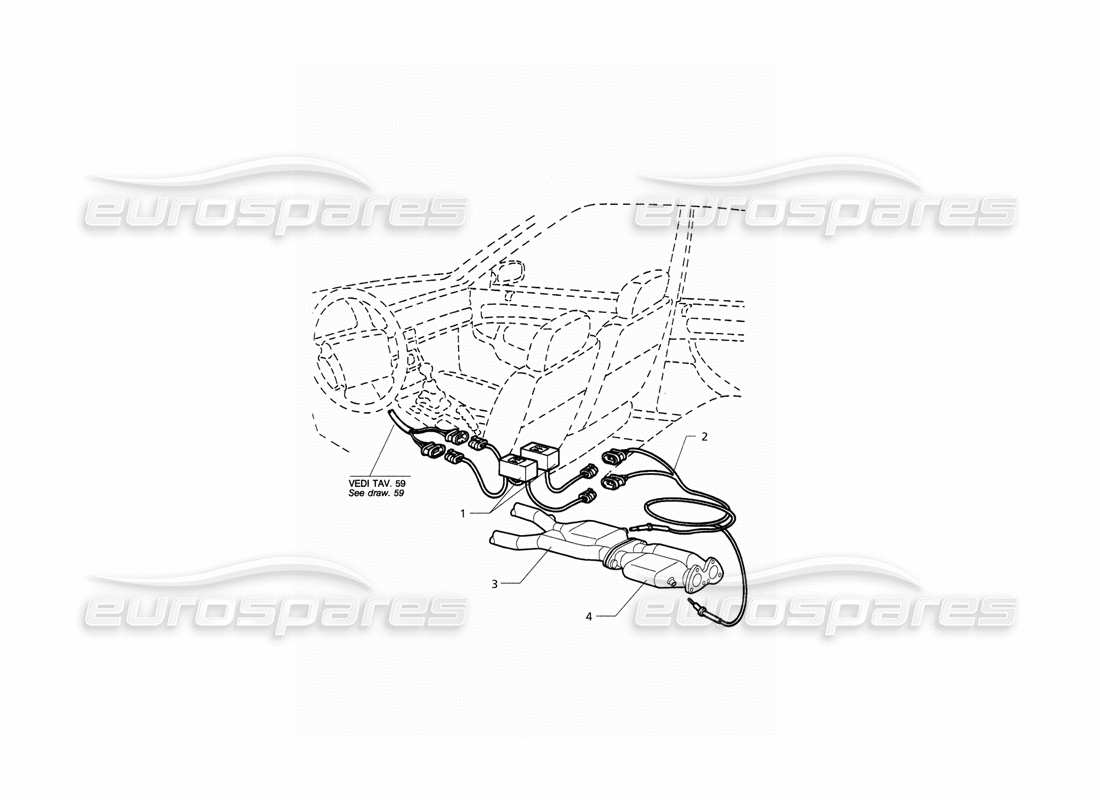 maserati qtp. 3.2 v8 (1999) schéma des pièces du système d'échappement (japon uniquement)