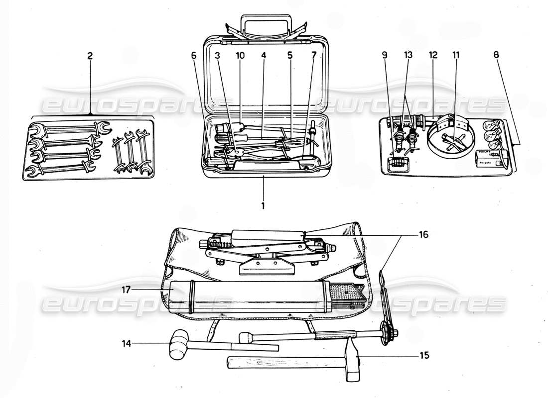 ferrari 365 gtc4 (mechanical) kits d'outils - schéma des pièces de révision