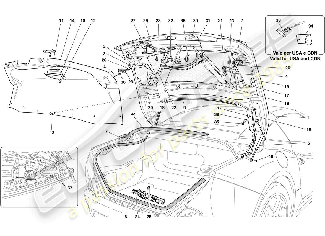 ferrari california (usa) schéma des pièces du couvercle arrière