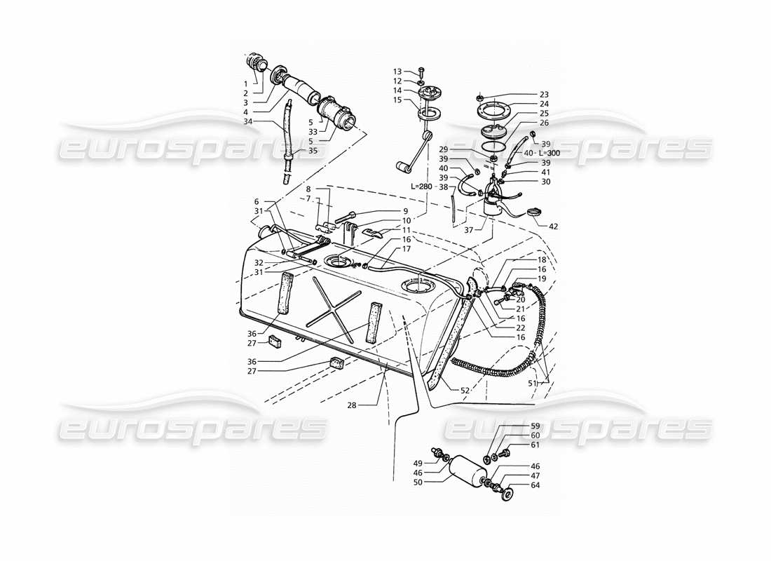 maserati qtp. 3.2 v8 (1999) schéma des pièces du réservoir de carburant (après modification)