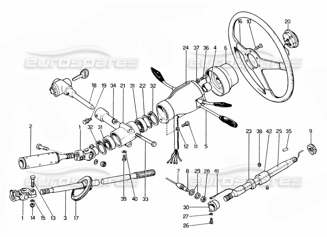 ferrari 365 gtc4 (mechanical) colonne de direction - schéma des pièces de révision